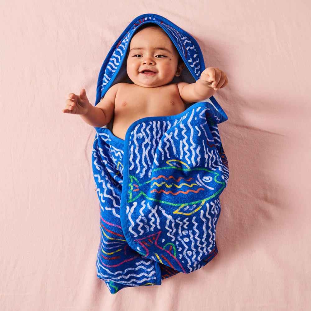 The Deep Blue Terry Baby Towel Kids Hooded Towels
