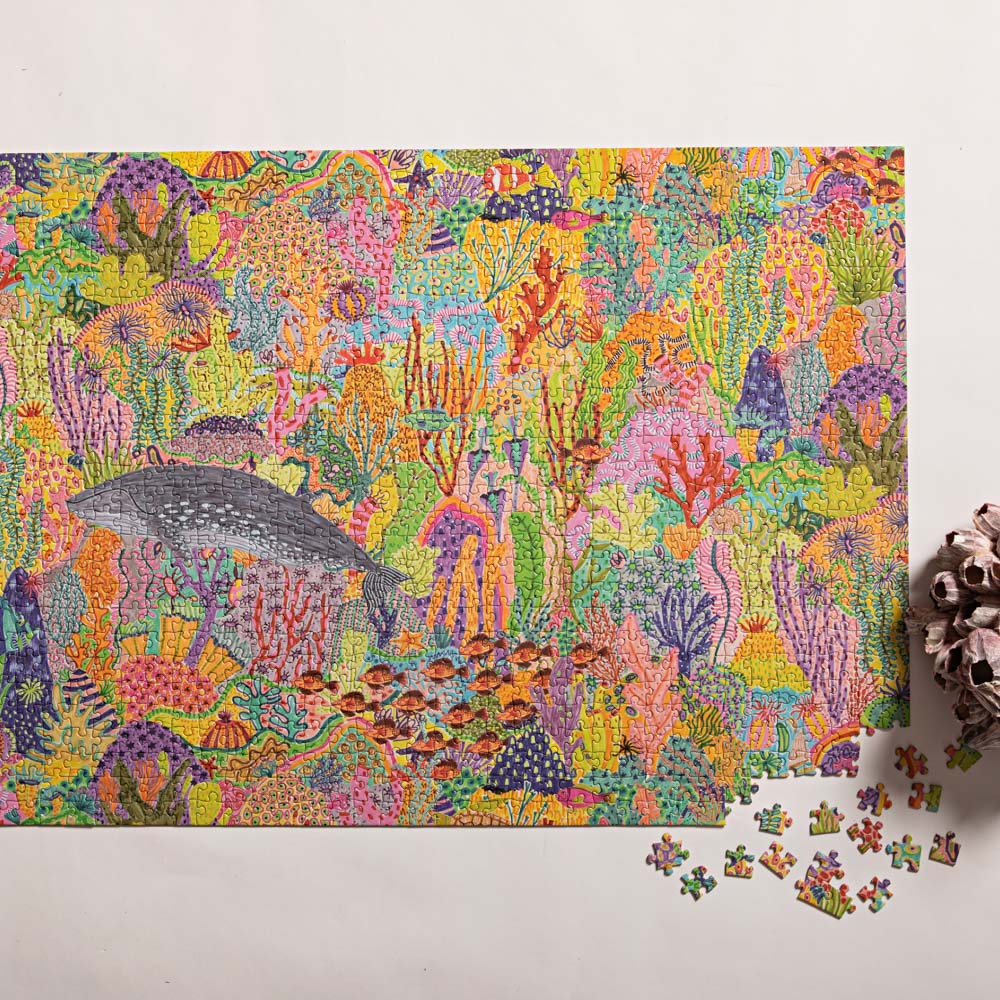 Quickdraw 1000-Teile-Puzzle – Hawaii Strand Party, Comic-Stil, Fertig Ca. 68x49 Cm