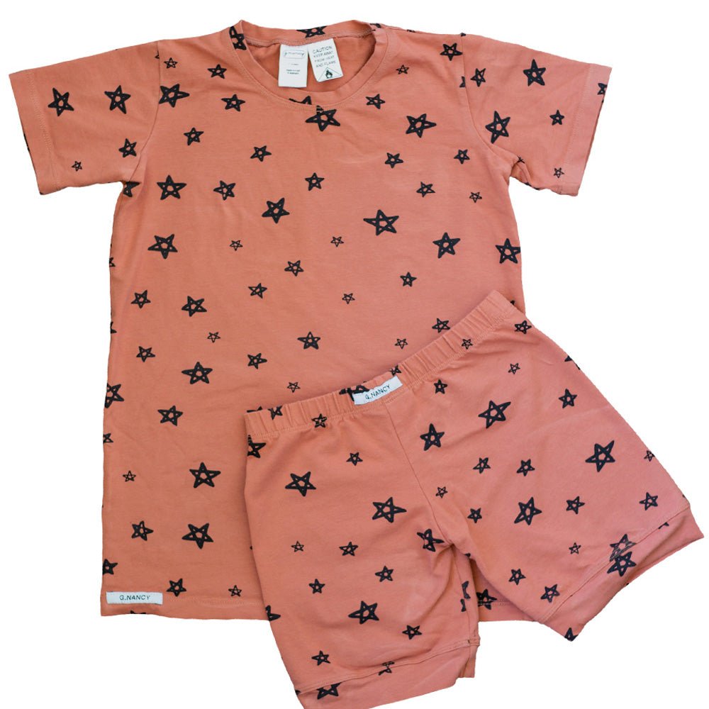 Star Shortie PJ Set Brick | Kids Pyjamas